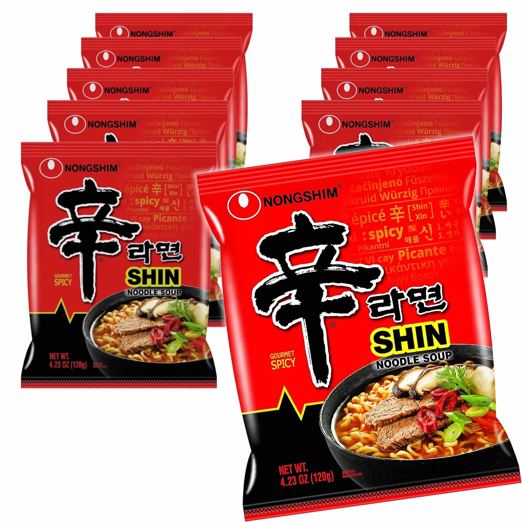 Nongshim SHIN Ramen Spicy Soup Noodles (10 Pack) O583