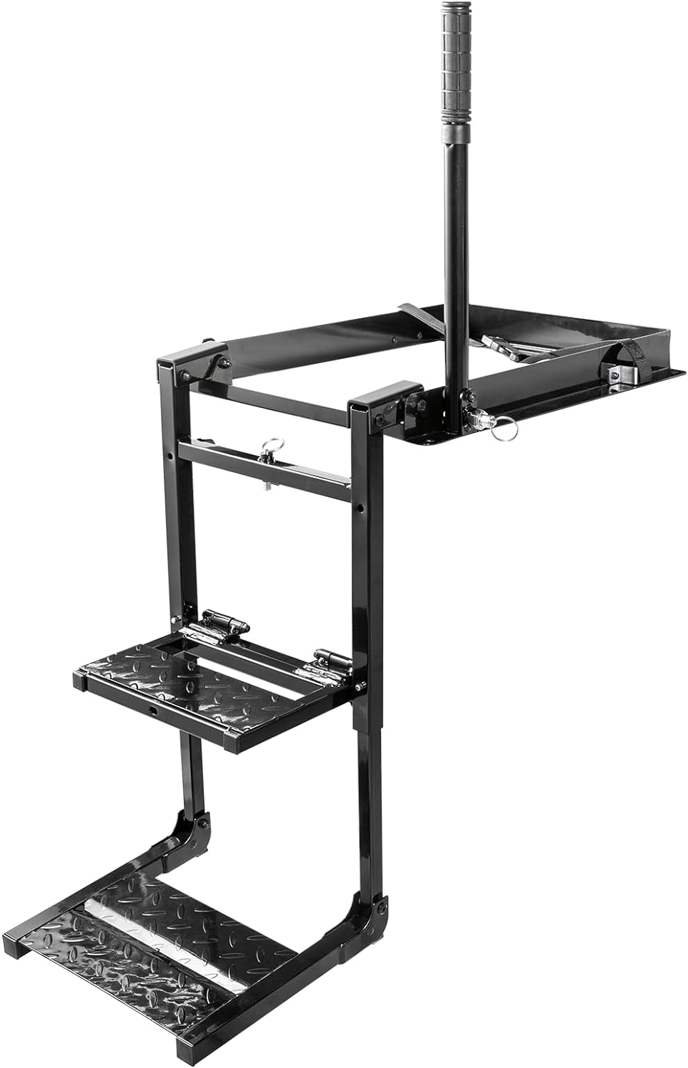 Foldable Retractable Truck Tailgate Step with Telescopic Handrail, Capacity 300 lb D725042
