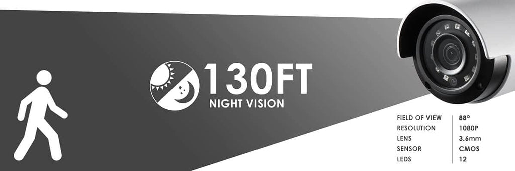 1080p HD 8-Channel Security System with Eight Weatherproof Bullet Security Camera T874302