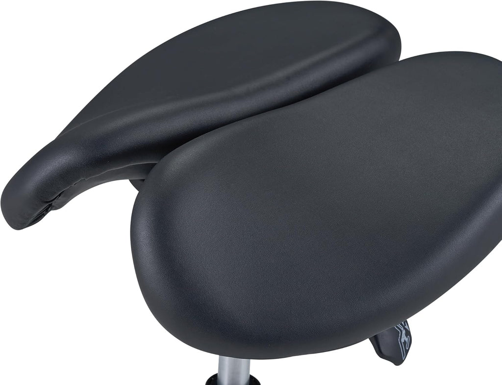 Black Ergonomic Saddle Stool with Aluminum Base L78073