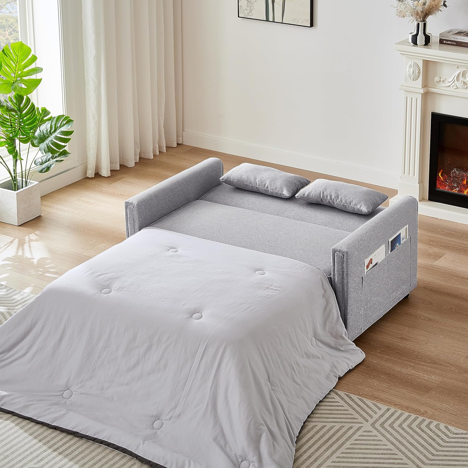 Small Sleeper Sofa Bed with 2 Lumbar Pillows B9905