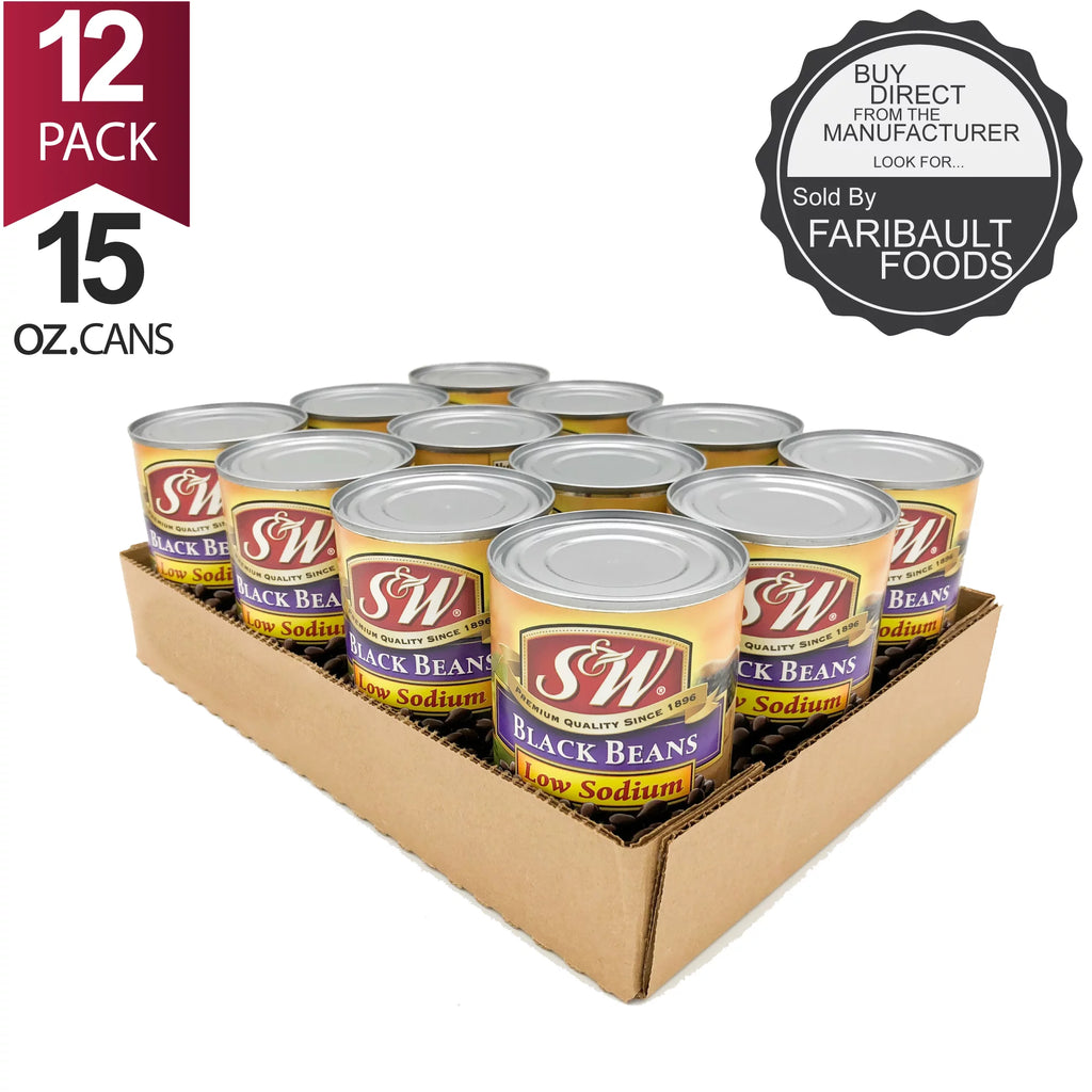 12 Pack Low Sodium Canned Black Beans, 15 Ounce Can L635058