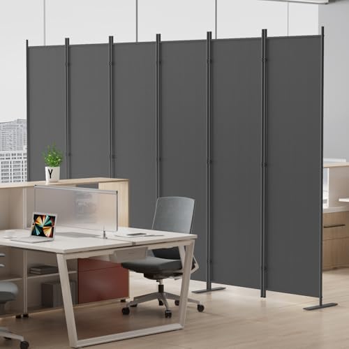 8-Panel 6 ft Tall Indoor Folding Room Divider, Dark Grey T34309