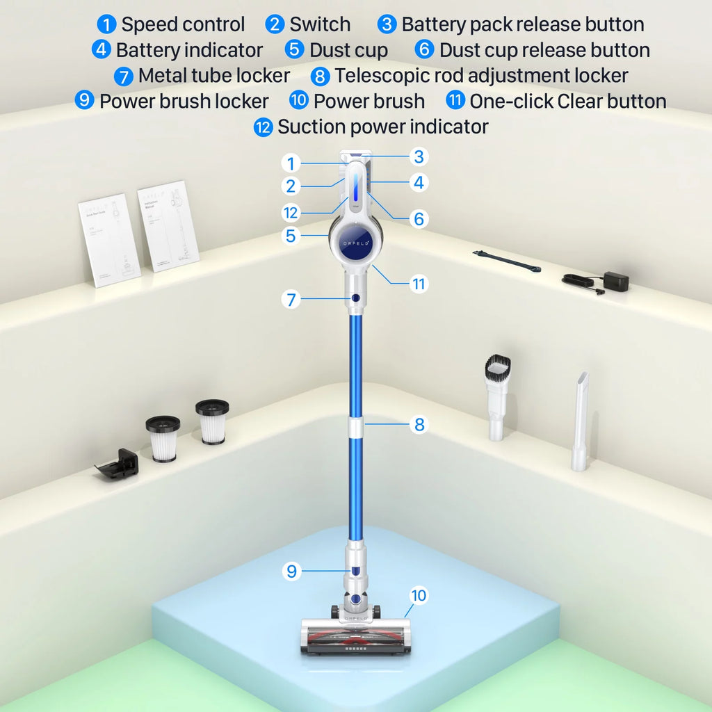 Cordless Vacuum Cleaner with 2200mAh Battery C802