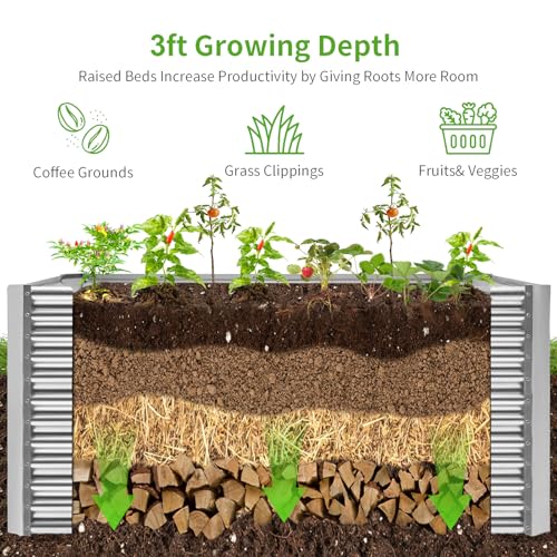 8x4x3ft Rectangular Galvanized Raised Garden Beds B108