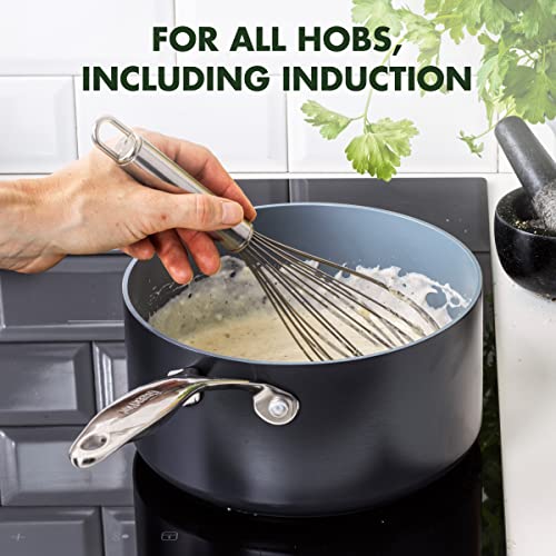 2QT and 3QT Hard Anodized Ceramic Nonstick Saucepan Pot Set with Lids, Gray C784331