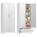 White 71 Inch Tall Metal Storage Cabinet with Doors and Shelves F714844