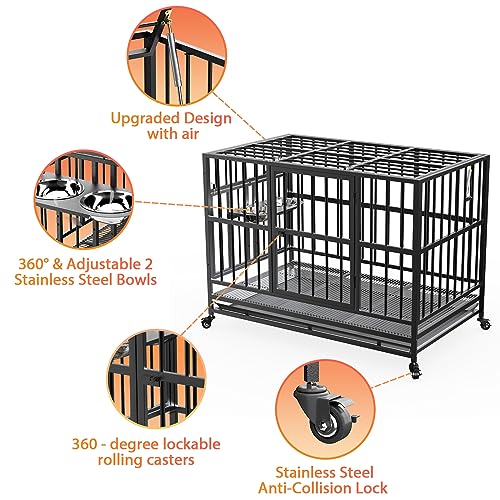 Heavy Duty Dog Crate with Wheels and Removable Tray L24753