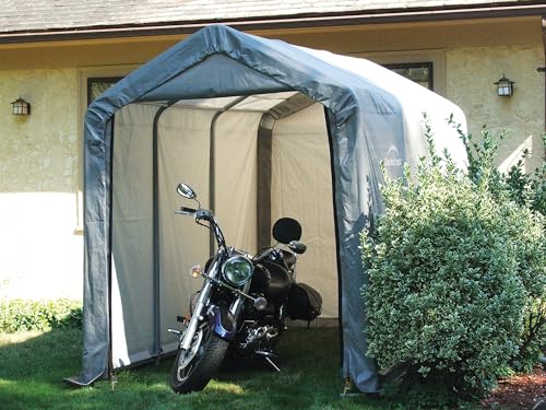 10' x 10' Steel Round Roof Outdoor Storage Shed with Waterproof Cover, grey Q4390