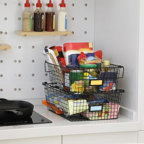 4 Pack Large Stackable Wire Metal Baskets R5864