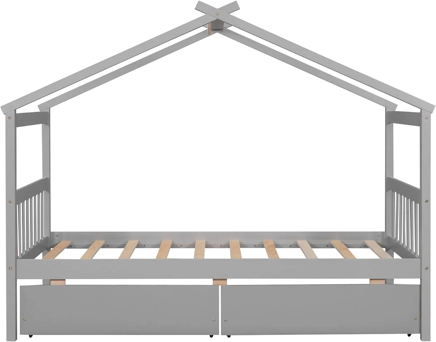 Gray Wooden Platform Bed With Drawers Y832