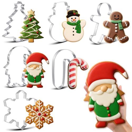 6 Pcs Large Stainless Steel Christmas Cookie Cutters Z631