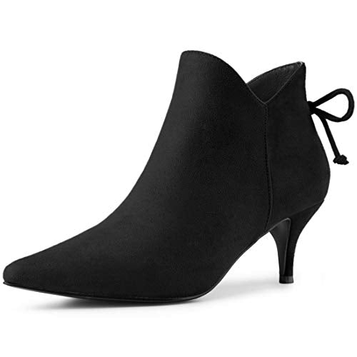 Pointed Toe Kitten Heel Ankle Booties O77432