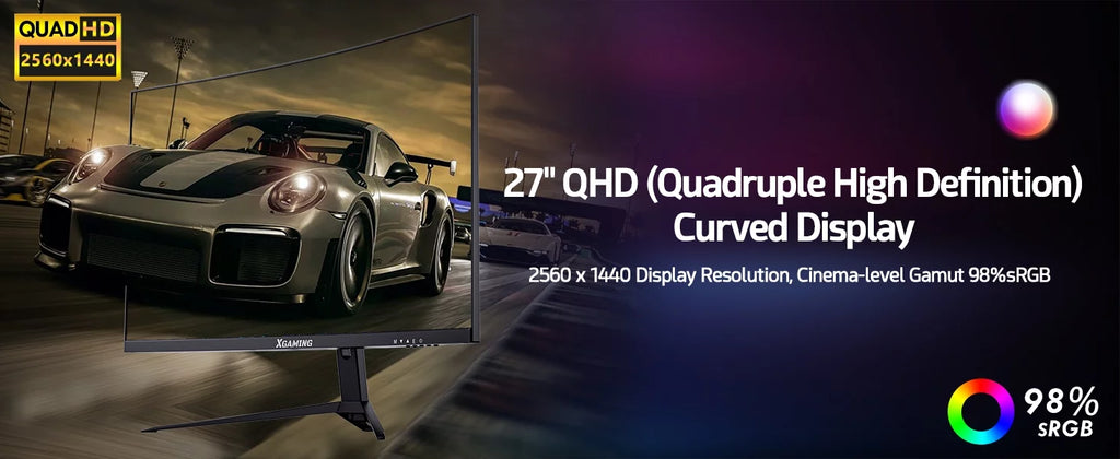 27-inch 165Hz Curved Gaming Monitor, 1440p QHD HDR Computer Monitor, Metal Black I746219