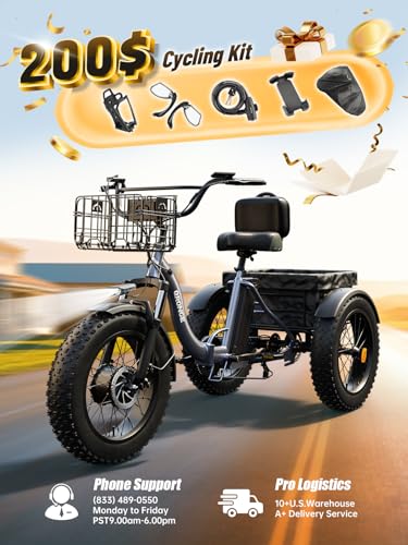 Electric Tricycle 20" Fat Tire 3 Wheel Folding with Large Rear Basket Y46505
