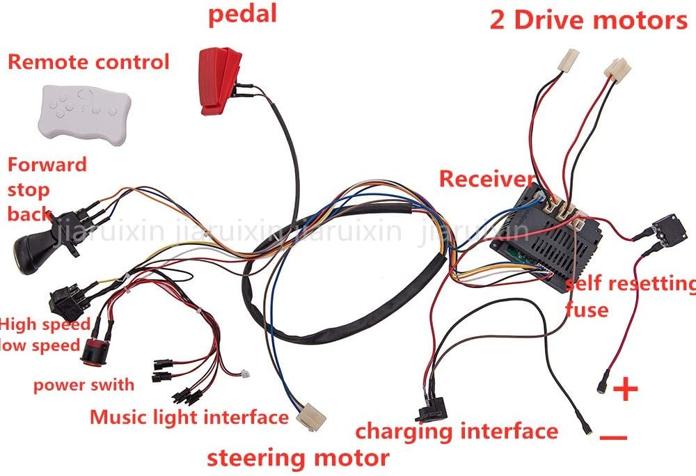 12V Remote Control Circuit Board Wires Switch Gearbox with Motors Electric Ride On Car Accessories F524826