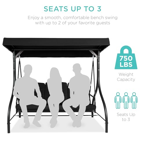 3-Seat Outdoor Canopy Swing Glider with Removable Cushions J5423