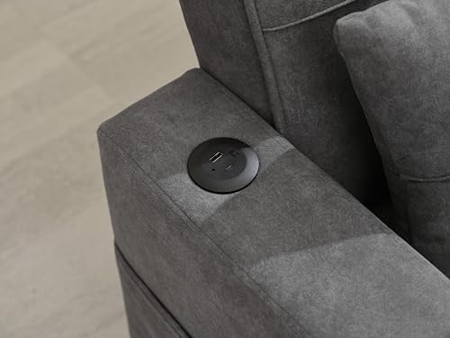 Green Convertible Sleeper Sofa Bed with USB Charging Cupholders R804984