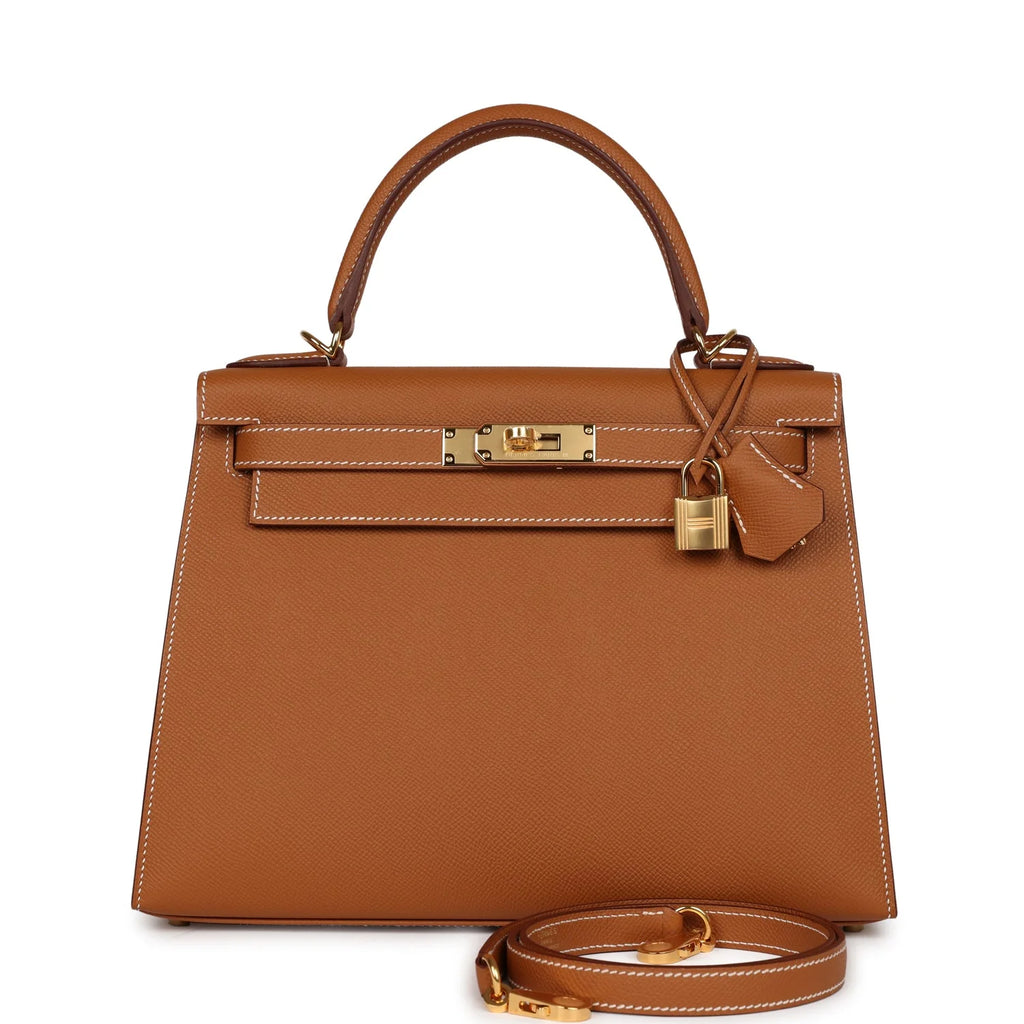 Gold Epsom Leather Kelly Sellier 28 E3230