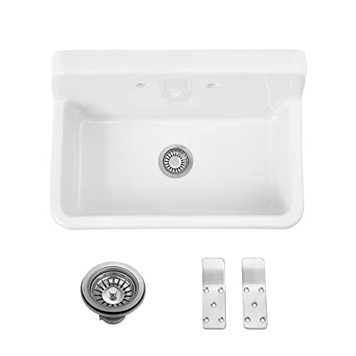White Ceramic Wall Mount Utility Sink 24"x19"x16.5" S371946