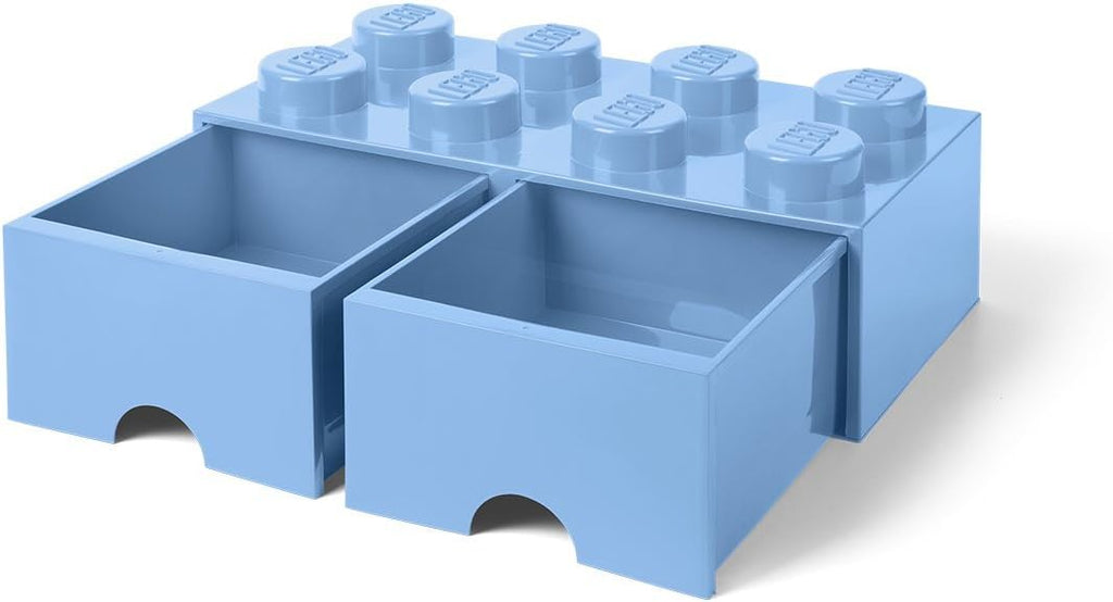 Light Royal Blue 8 Knobs 2 Drawers Stackable Storage Box O753