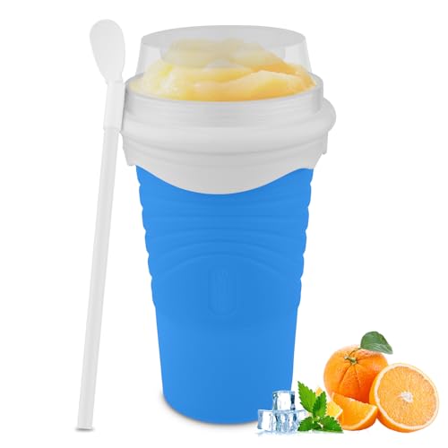 Pink Double Layers Silica Slushie Maker Cup with Lid & Straw G160067
