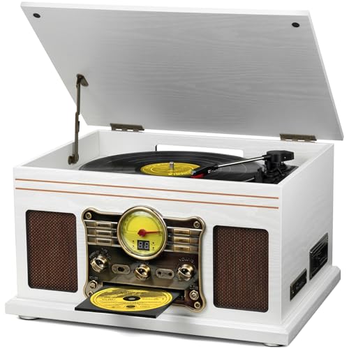 Mahogany Bluetooth Turntable with Speakers F900057