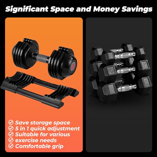 Adjustable Dumbbells with Anti-Slip Metal Handle W8697