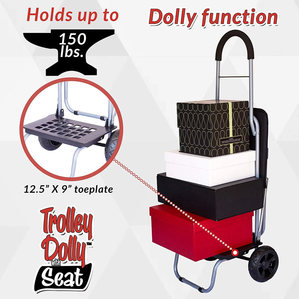 Black Foldable Shopping Cart with Seat Y56936