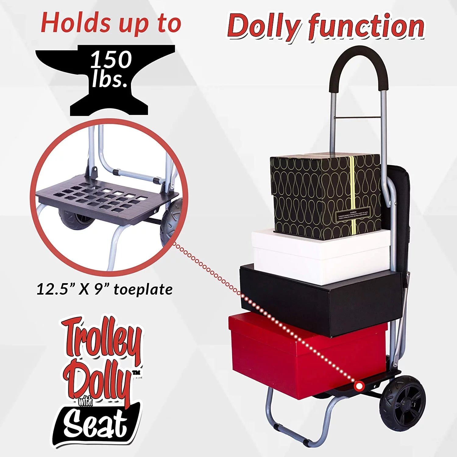 Black Foldable Shopping Cart with Seat Y56936