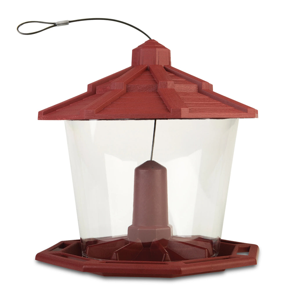 Red Recycled Plastic Wild Bird Hopper Feeder, 7 lb. Capacity, 2 Pack I2866