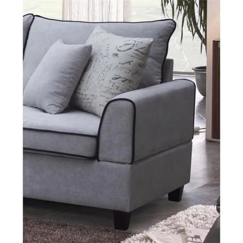 Light Gray Fabric Sectional Sofa with Storage Ottoman H4112