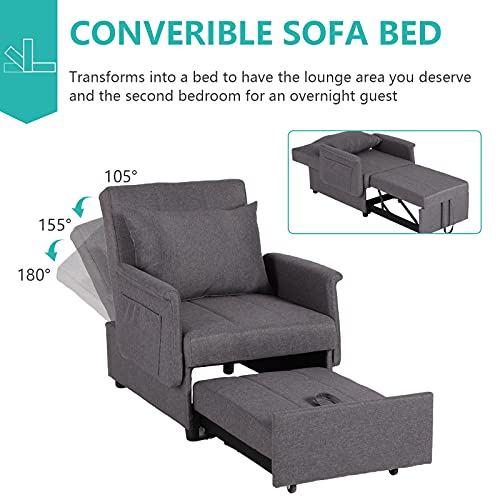 Black Sleeper Chair Bed Sofa with Pillow G111