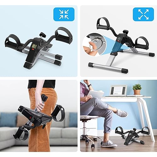 Folding Pedal Exerciser Under Desk Bike Pedal Exerciser with LCD Monitor R7117