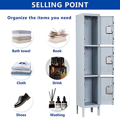 Black Gray 1 Door 71" Metal Locker Storage Cabinet Y151626