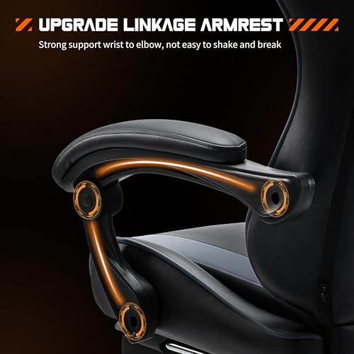 Grey PU Leather Reclining Gaming Chair with Footrest N106495