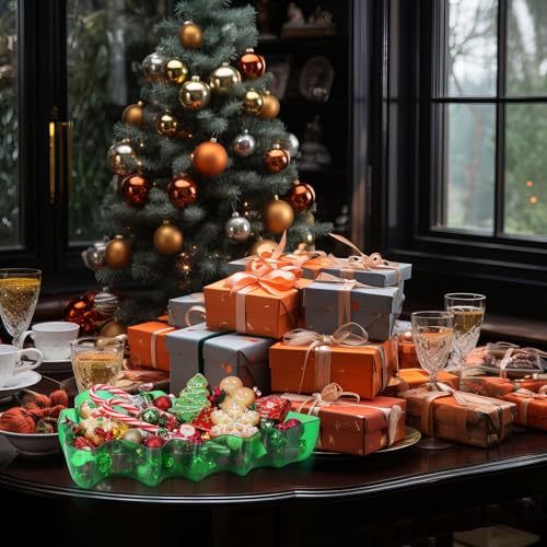 2 Pcs Christmas Tree Shaped Plastic Green Serving Tray G169