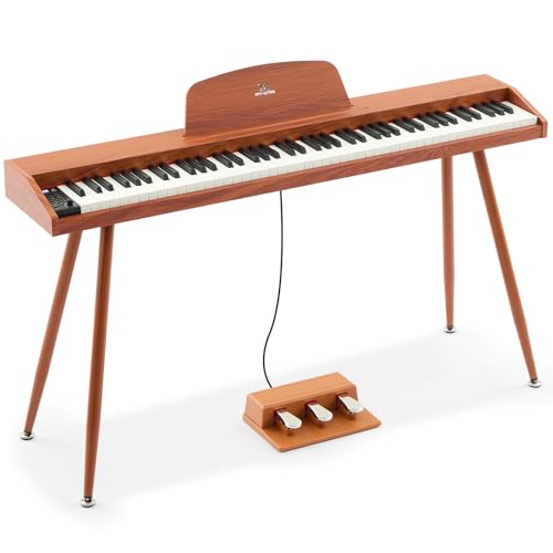 88 Key Semi Weighted Digital Piano Keyboard with 3-Pedal Unit, Built-In Speakers, USB/MIDI (Black) Z290