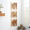 Set of 6 Brown Teak Wood Wall Sculpture B520803