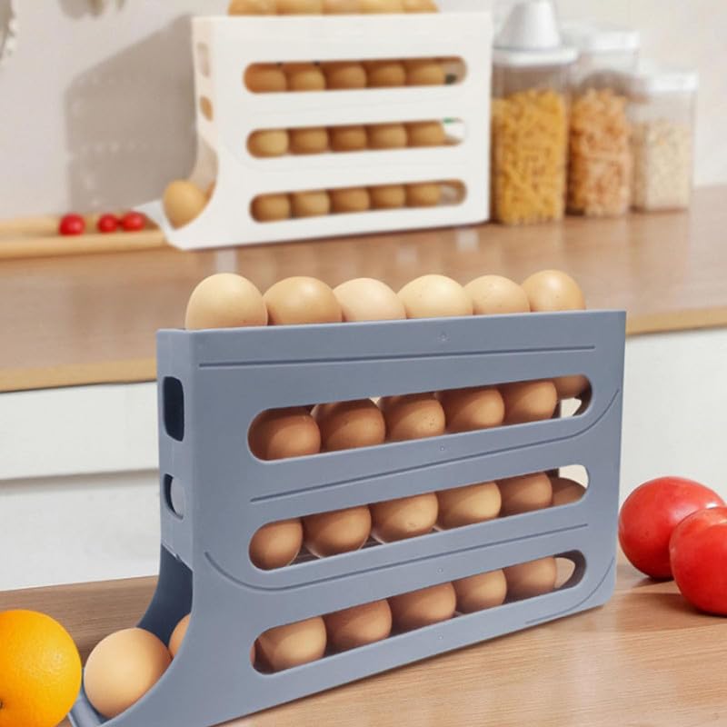 30 Egg Container Auto Rolling Egg Tray Storage (Gray) C2699