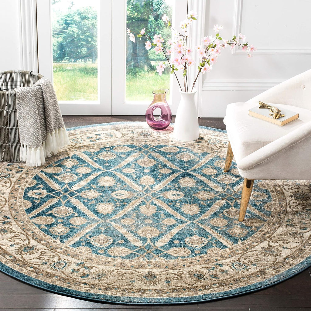 9' x 12' Blue & Beige Vintage Oriental Area Rug N818887