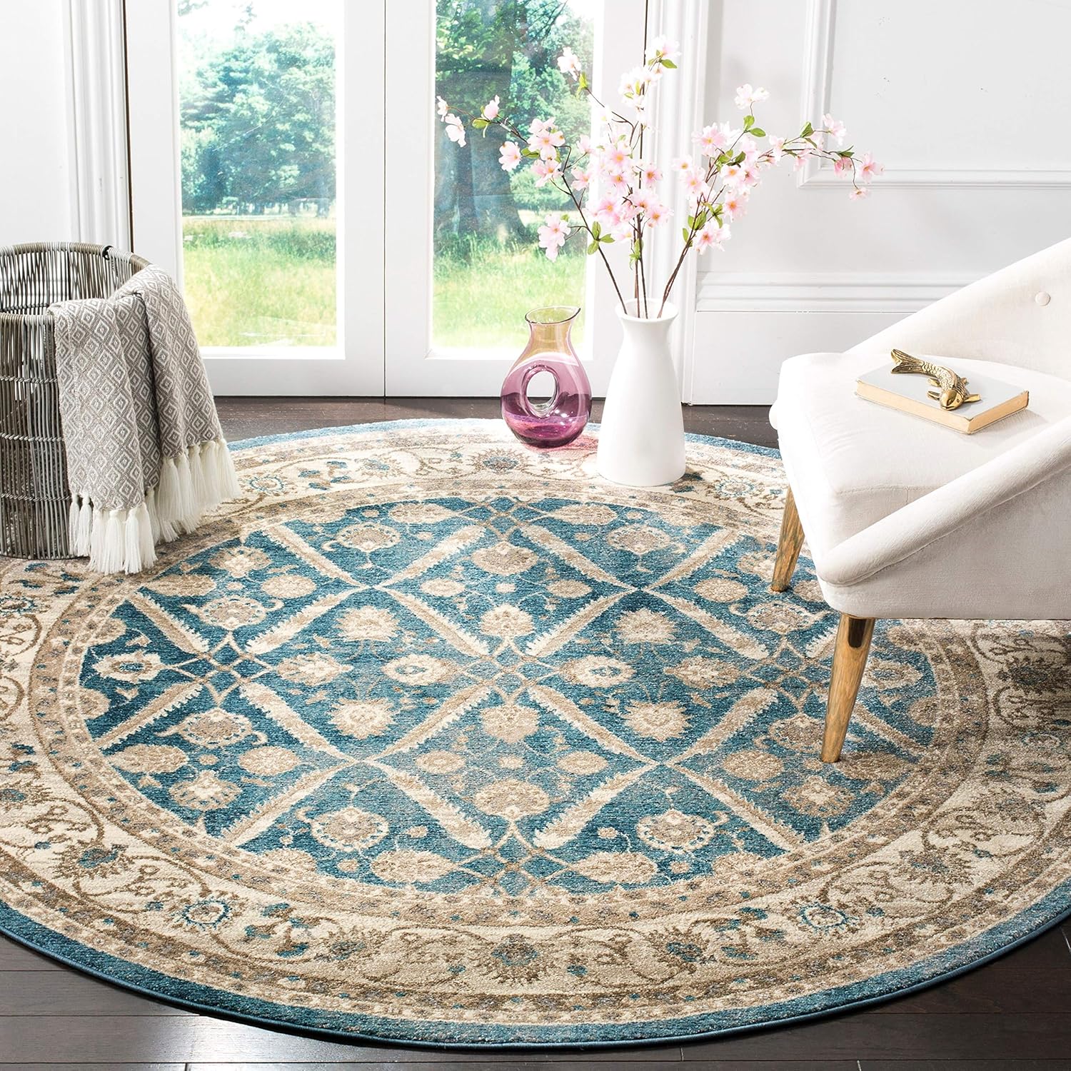 9' x 12' Blue & Beige Vintage Oriental Area Rug N818887