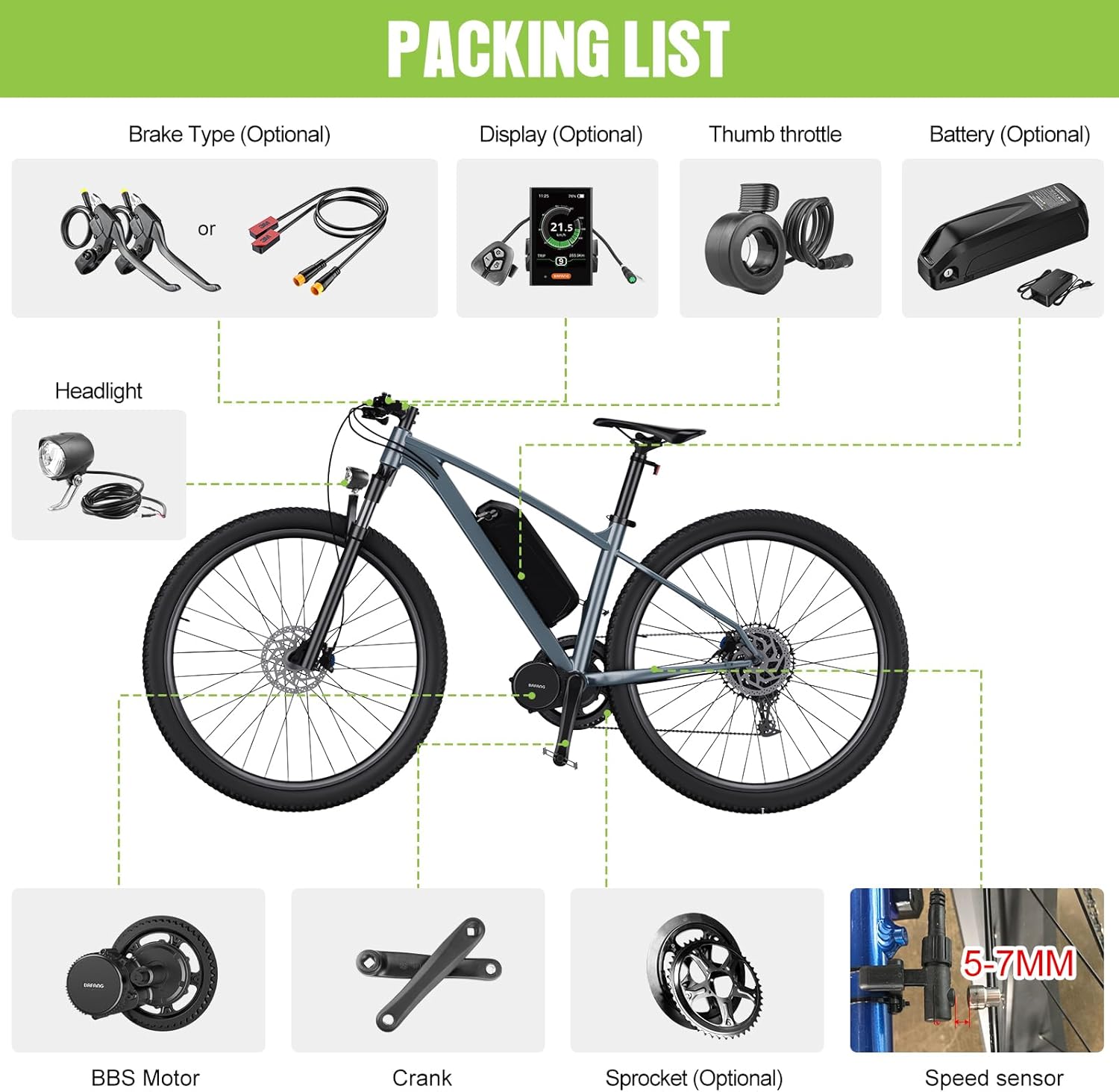 48V 750W E-Bike Conversion Motor Kit with Display F87857