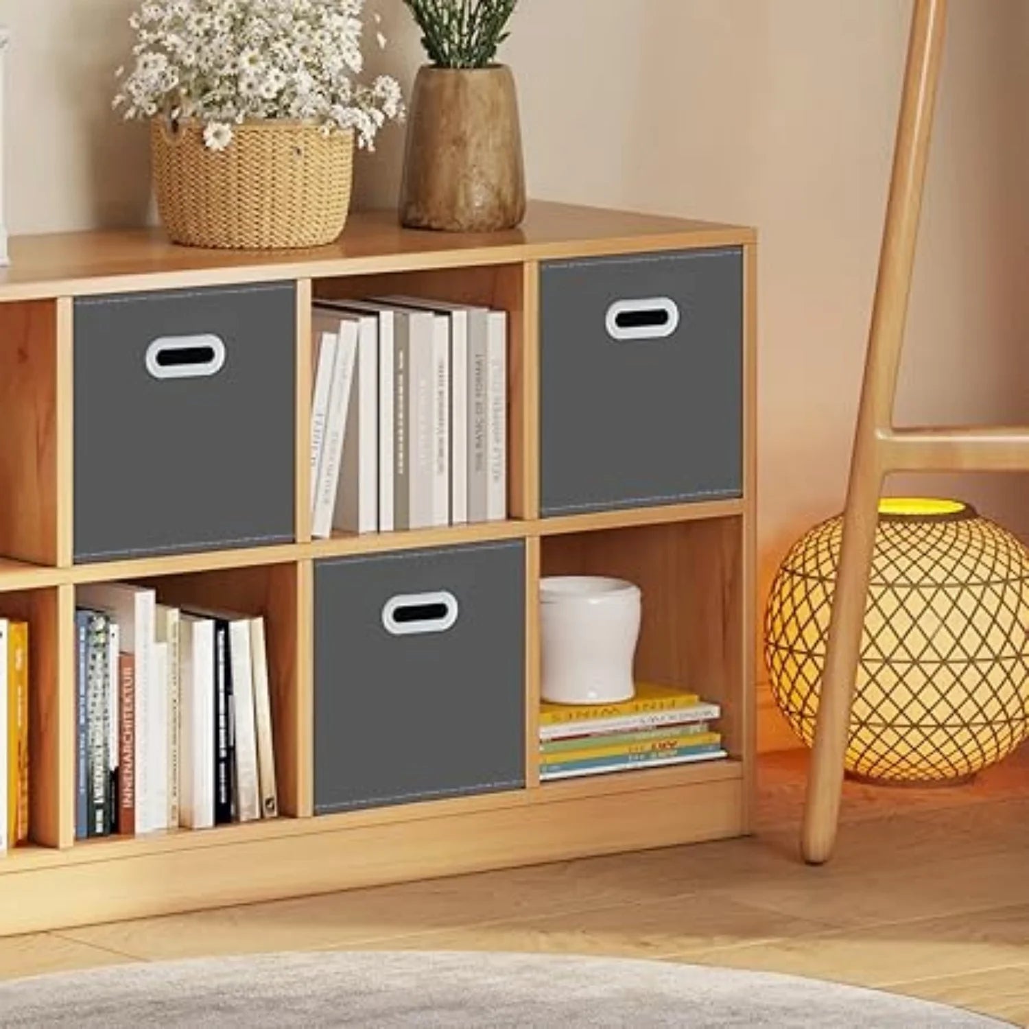 Gray Fabric Cube Organizer Set of 3 K38371