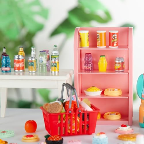 164Pcs Mini Shopping Cart Basket Toy Supermarket Metal Handcart Trolley DollHouse Grocery Accessories O2010