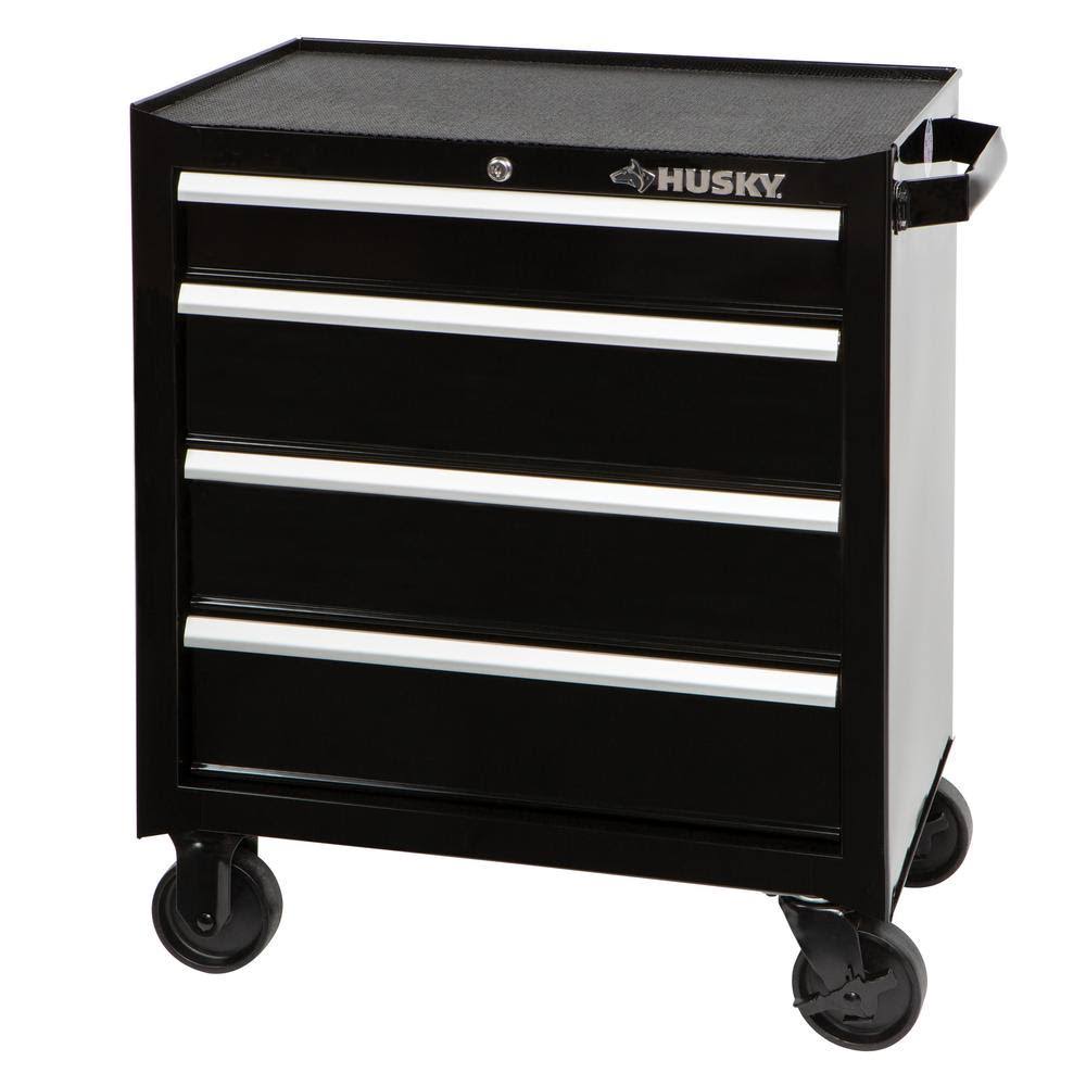 26 in. W 4-Drawer Rolling Cabinet Tool Box Chest in Gloss Black W735