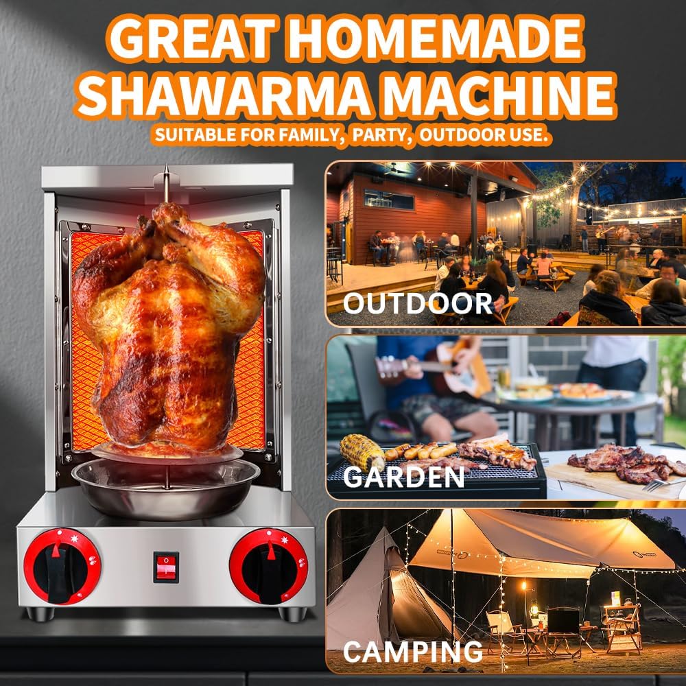 Gas Vertical Doner Kebab Machine with 2 Burner and Meat Catch Pan K77699