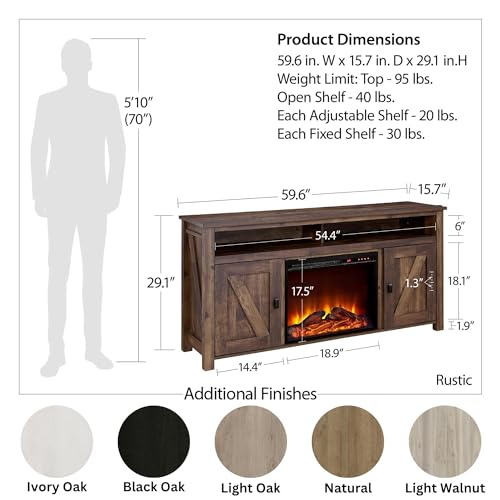Black Oak Electric Fireplace Console TV Stand O65949