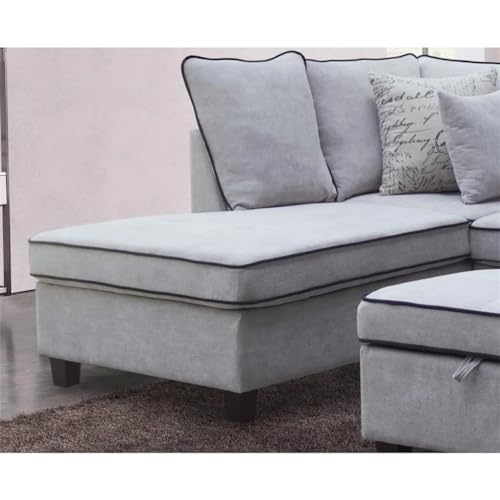 Light Gray Fabric Sectional Sofa with Storage Ottoman H4112