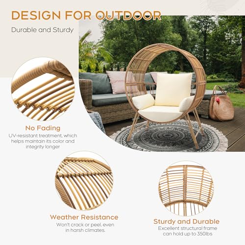 Oversized Wicker Egg Chair with Cushions O50613